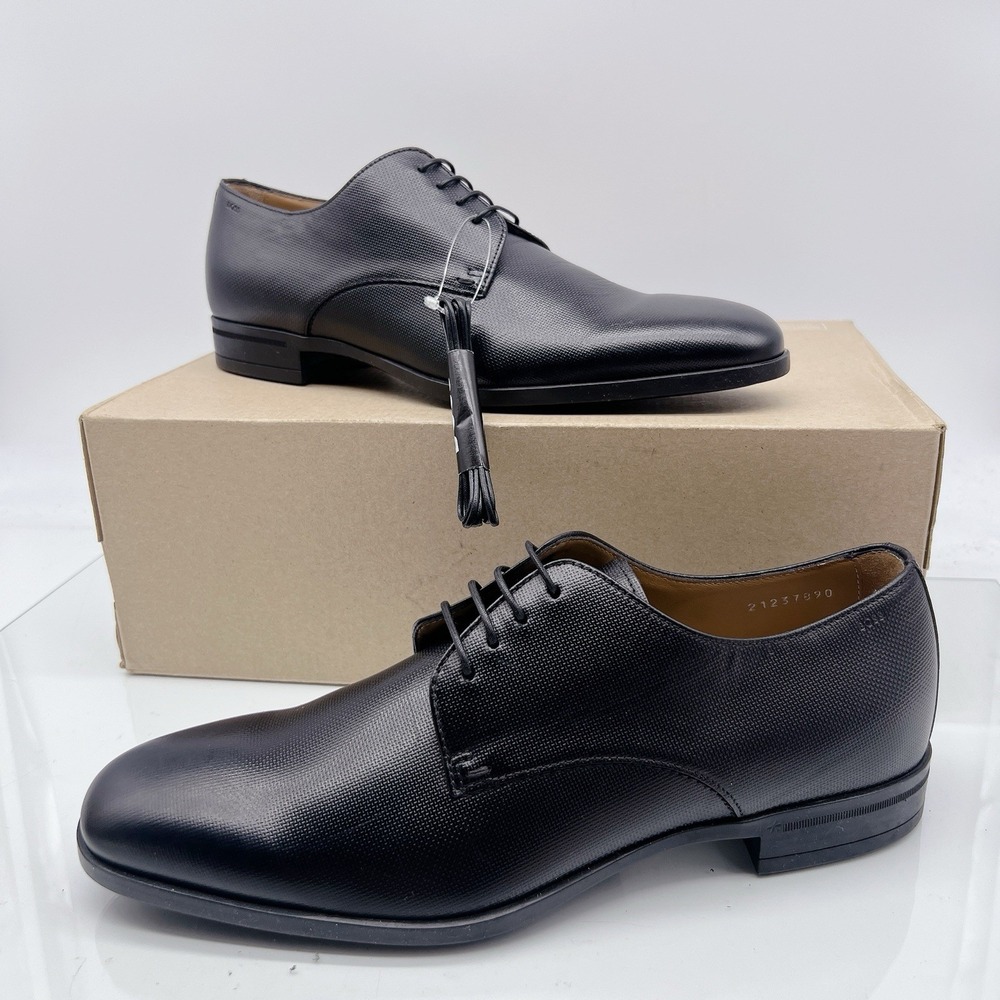 Boss Kensington Derby Men's Dress Oxford Derby Shoes Black Leather Lace Up US 7